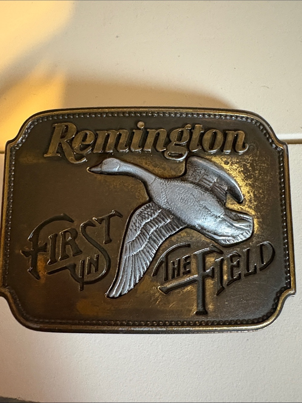 Remington Bronze and Silver Flying Goose Belt Buckle